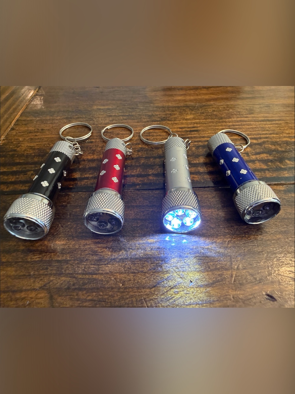 Bling Flashlight Keychains w/Easy On-Off Switch (Color Variety Available)
